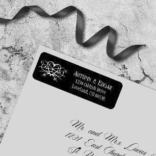 Black White Gothic Wedding Label