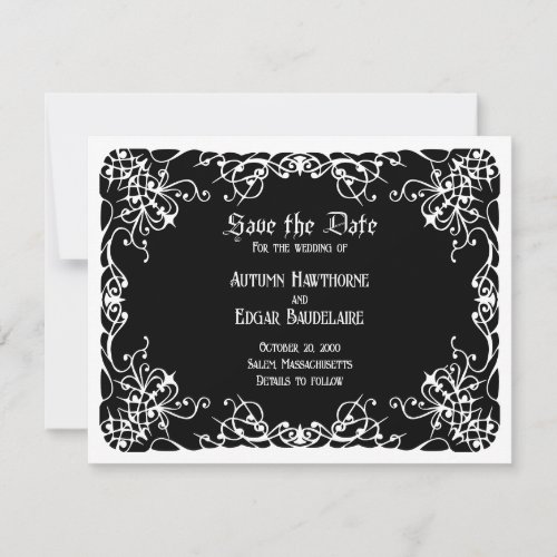 Black White Gothic Wedding Save The Date