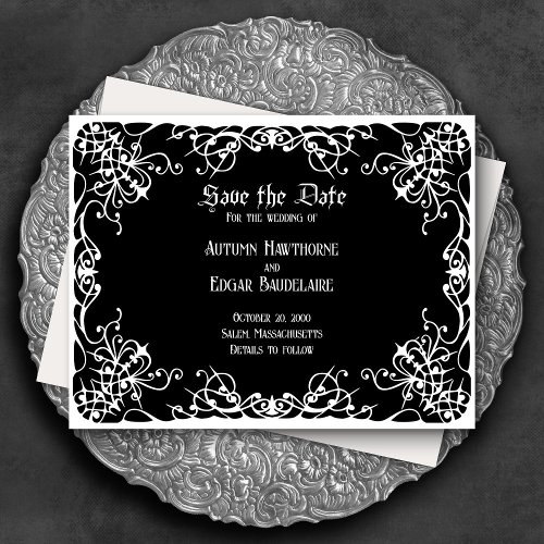 Black White Gothic Wedding Save The Date