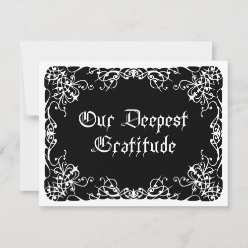 Black White Gothic Wedding Thank You Card