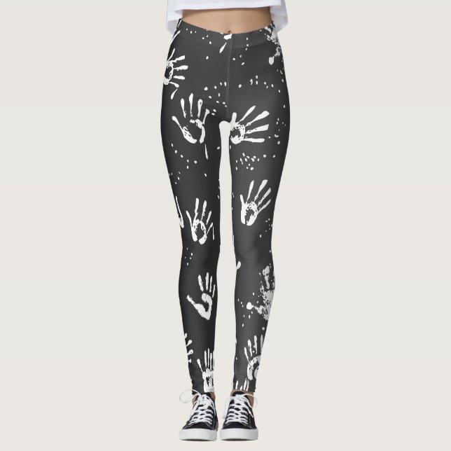 Black White Gradient Yoga Leggings (Front)