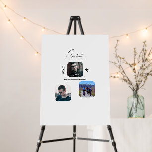 Black White Graduate Custom Photo Guest Signature Foam Board