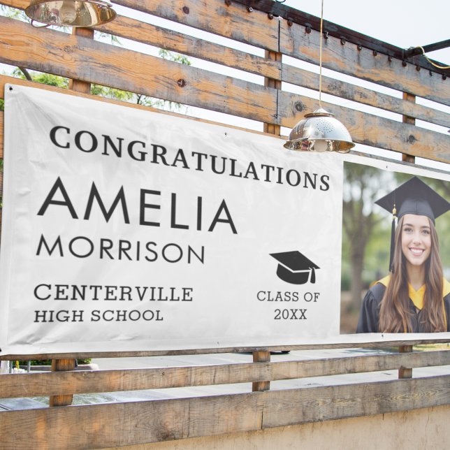 Black White Graduate Photo Graduation Class of Banner (Creator Uploaded)