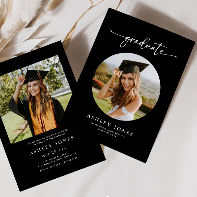 Black & White Graduate Photo Graduation Party Invitation | Zazzle