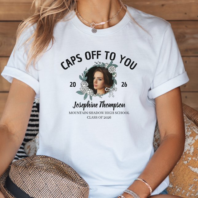 Black & White Graduation 2026 Floral Grad Photo Tri-Blend Shirt (Creator Uploaded)