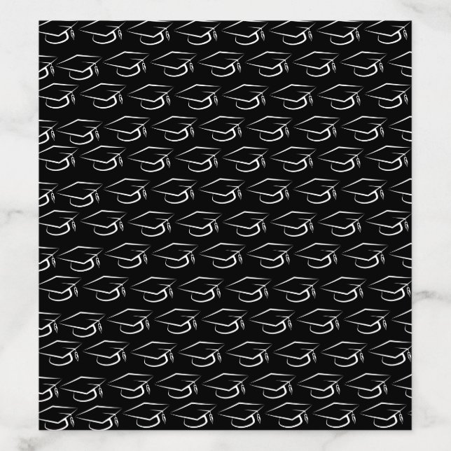 Black White Graduation Cap Pattern Elegant  Envelope Liner (Design)