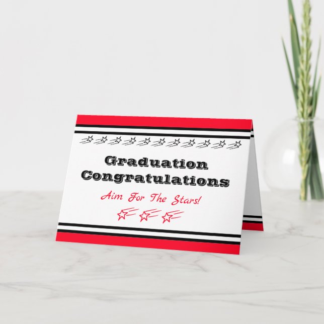 Black White Graduation Congratulations Greeting An Announcement (Front)