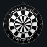 Black & White Graduation | Custom Text Dart Board<br><div class="desc">Change the background color to the school color and personalize the text as needed. Congratulate the grad in your life with your desired messages such as "CON-GRAD-ULATIONS CLASS OF 20XX". This dartboard would be great to double as an activity to have at the graduation party as well as a graduation...</div>