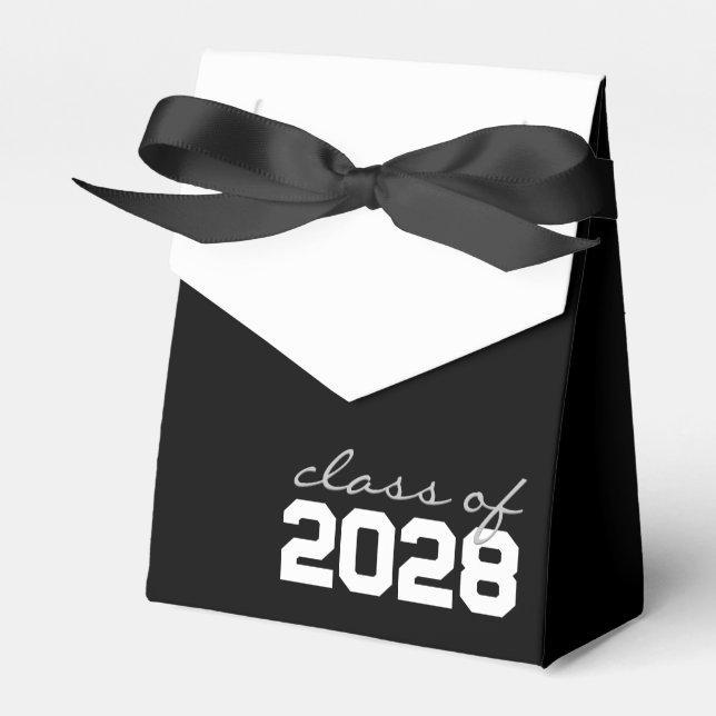 Black & White Graduation Favor Boxes (Front Side)