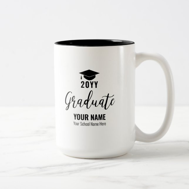 Black & White Graduation Gift Custom Coffee Mug (Right)