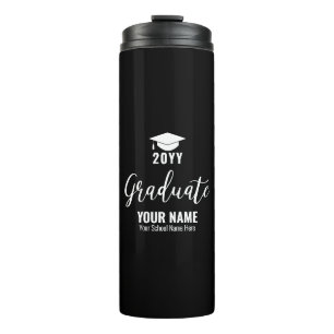 Black & White Graduation Gift Custom Thermal Tumbler