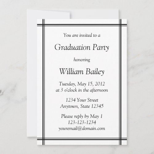 Black &amp; White Graduation Invitation / Announcement