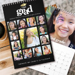 Black White Graduation K–12 Photo Collage 15 Month Calendar<br><div class="desc">Be proud, rejoice and showcase this milestone of your favorite grad. Create this graphic, stunning, simple, modern, personalized high school graduation K – 12 photo collage 15 month calendar for a keepsake you’ll enjoy throughout the year. On the front, a fun, playful visual of bold white typography and faux gold...</div>