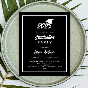 Black white Graduation Party 2026 invitation