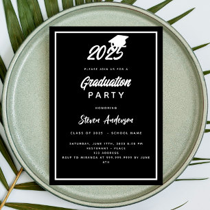 Black white Graduation Party 2026 Invitation