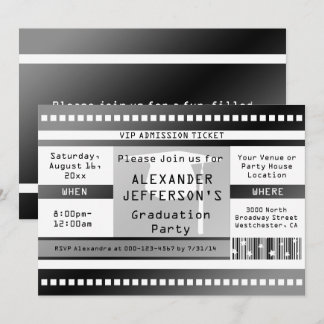 Black/White Graduation Party Admission Ticket Invitation