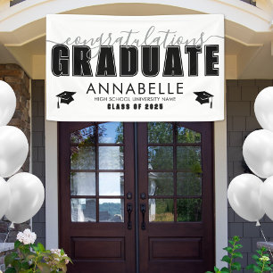 Black White Graduation Party Banner