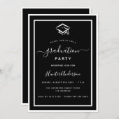 Black white graduation party invitation (Front/Back)