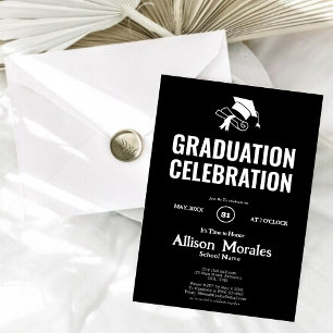 Black & White Graduation Party Invitation