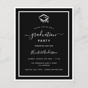 Black white graduation party invitation