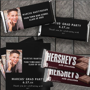 Black White Graduation Party Photo  Hershey Bar Favors