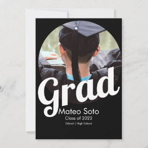 Black White Graduation Photo Bold Announcement