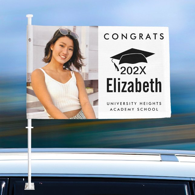 Black white graduation photo cap icon bold modern car flag (Creator Uploaded)