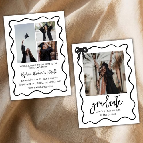 Black White Graduation Photo Invitation Class 2026