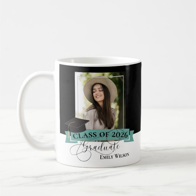 Black & White Graduation Photo Mug – Class of 2026 (Left)