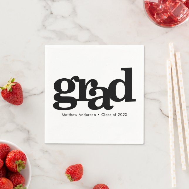 Black white graduation typography modern simple napkins (Insitu)