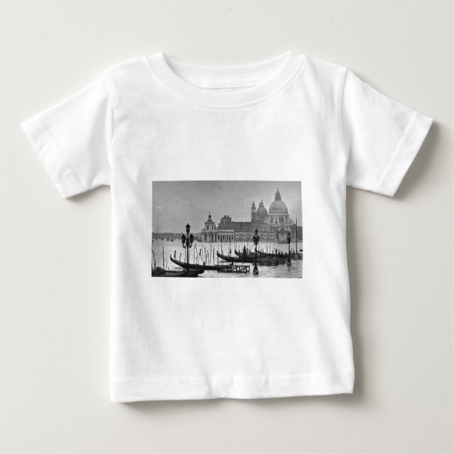 Black White Grand Canal Venice Italy Travel Baby T-Shirt (Front)