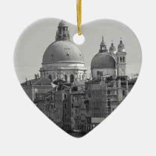 Black White Grand Canal Venice Italy Travel Ceramic Ornament