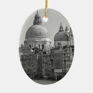 Black White Grand Canal Venice Italy Travel Ceramic Ornament