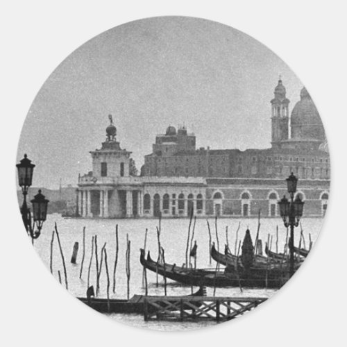 Black White Grand Canal Venice Italy Travel Classic Round Sticker