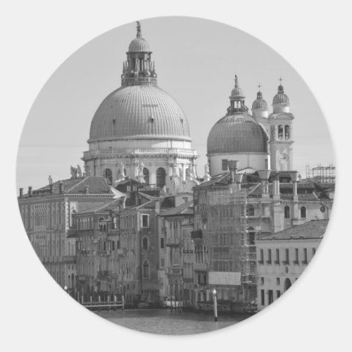 Black White Grand Canal Venice Italy Travel Classic Round Sticker