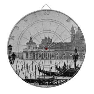 Black White Grand Canal Venice Italy Travel Dartboard With Darts