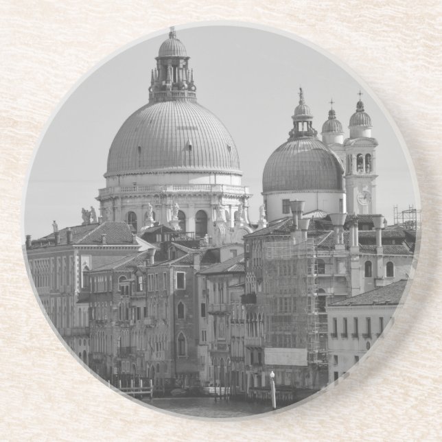 Black White Grand Canal Venice Italy Travel Drink Coaster (Front)