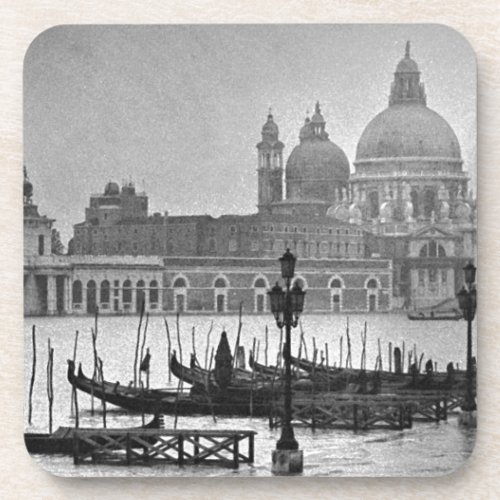Black White Grand Canal Venice Italy Travel Drink Coaster