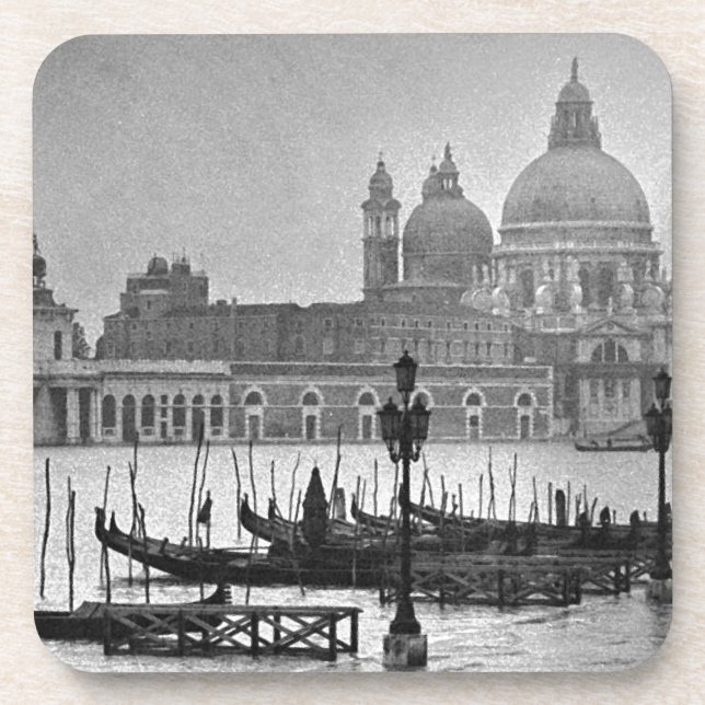 Black White Grand Canal Venice Italy Travel Drink Coaster (Front)