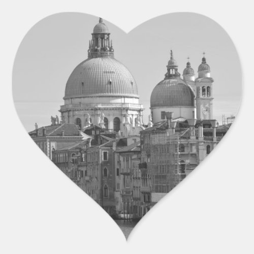 Black White Grand Canal Venice Italy Travel Heart Sticker