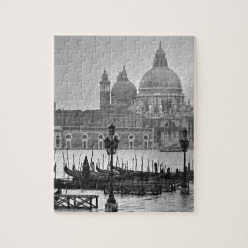 Black White Grand Canal Venice Italy Travel Jigsaw Puzzle