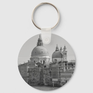 Black White Grand Canal Venice Italy Travel Keychain