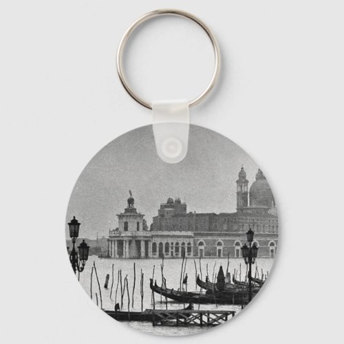 Black White Grand Canal Venice Italy Travel Keychain