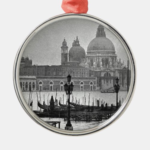 Black White Grand Canal Venice Italy Travel Metal Ornament