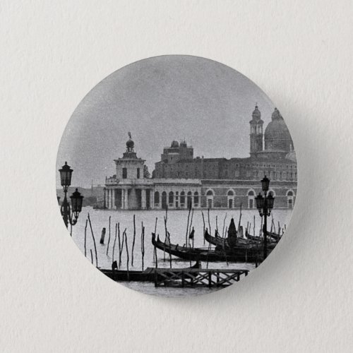 Black White Grand Canal Venice Italy Travel Pinback Button