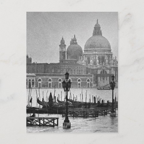 Black White Grand Canal Venice Italy Travel Postcard