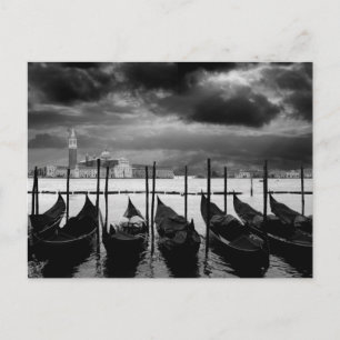 Black White Grand Canal Venice Italy Travel Postcard