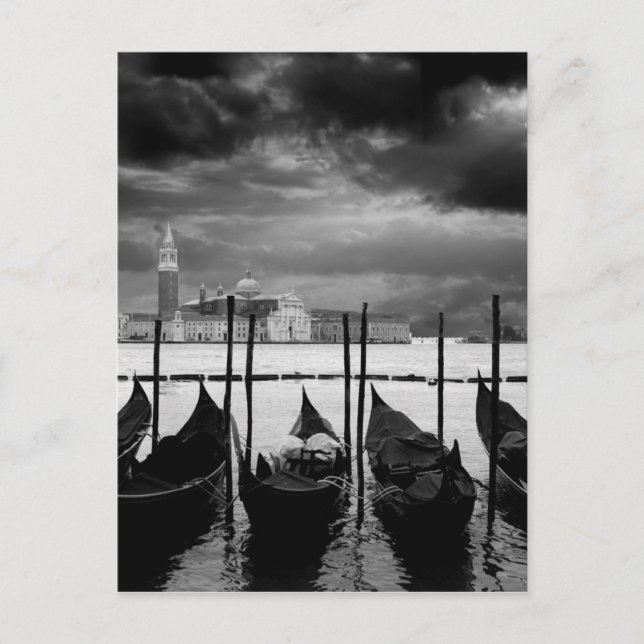 Black White Grand Canal Venice Italy Travel Postcard (Front)