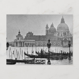 Black White Grand Canal Venice Italy Travel Postcard