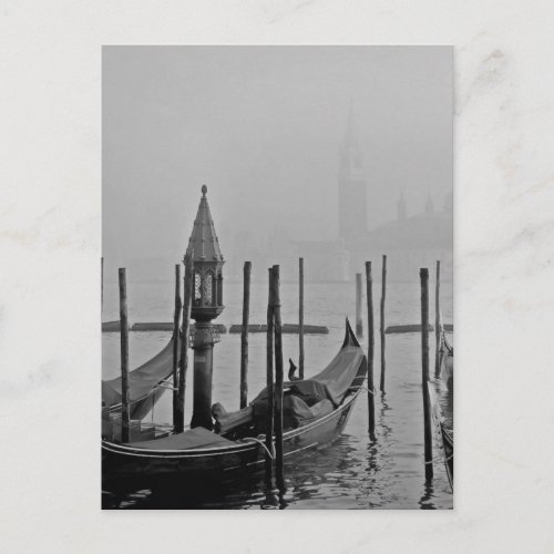 Black White Grand Canal Venice Italy Travel Postcard